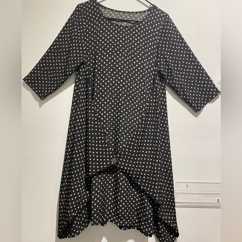 Oversized casual dress - dots pattern - size 38